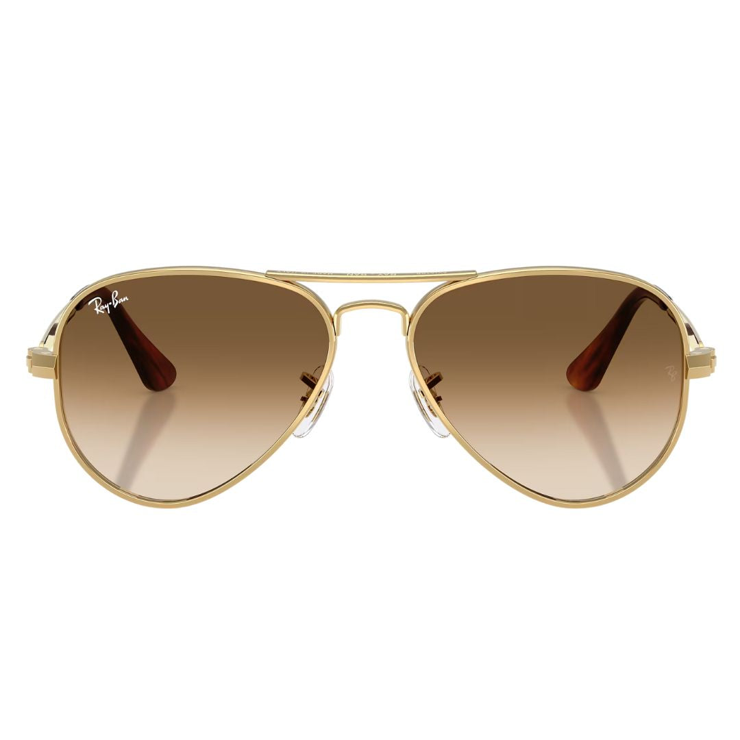 Front view of Ray-Ban Aviator Max RB3925 001/51 featuring bold gold double bridge and brown lenses - Gadgets Online NZ