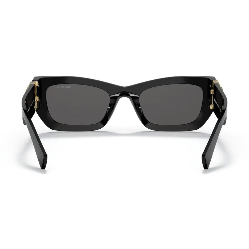 Miu Miu MU 09WS 1AB5S0 Sunglasses - Black Acetate Frame, Dark Grey Lenses - Rear Look