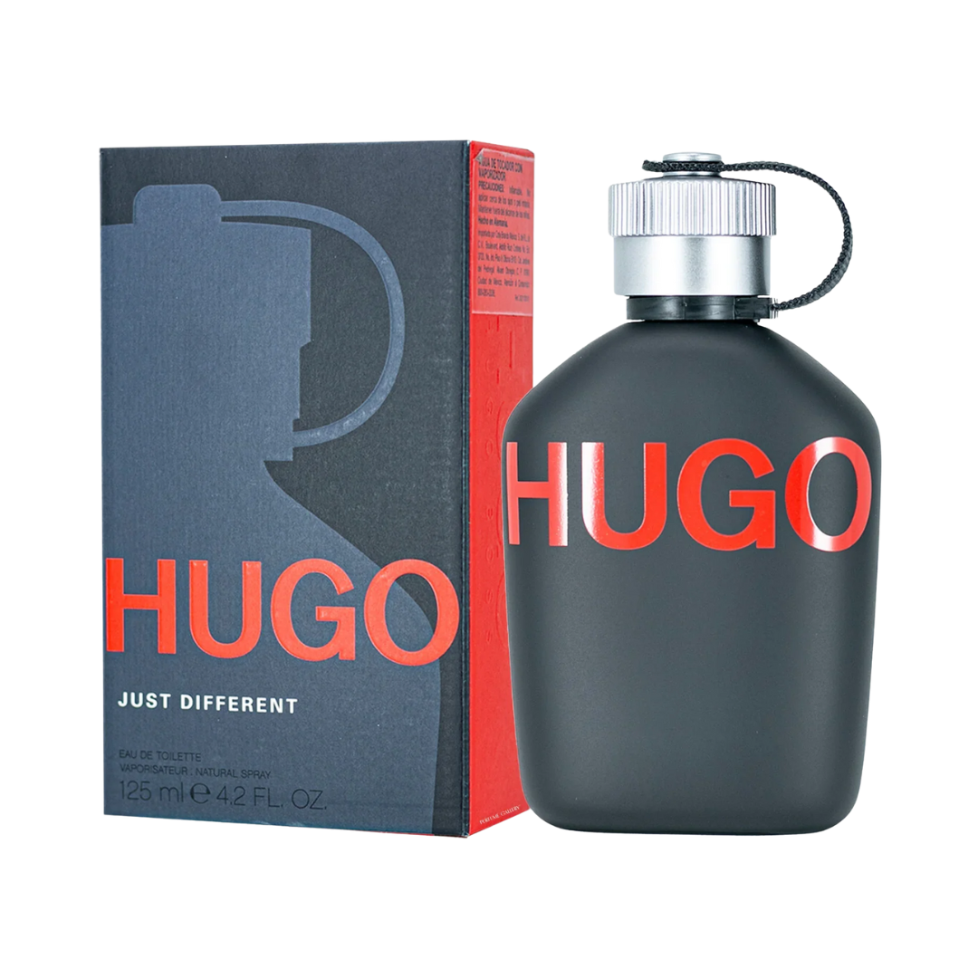 Hugo Boss perfume bottle and packaging on a white background