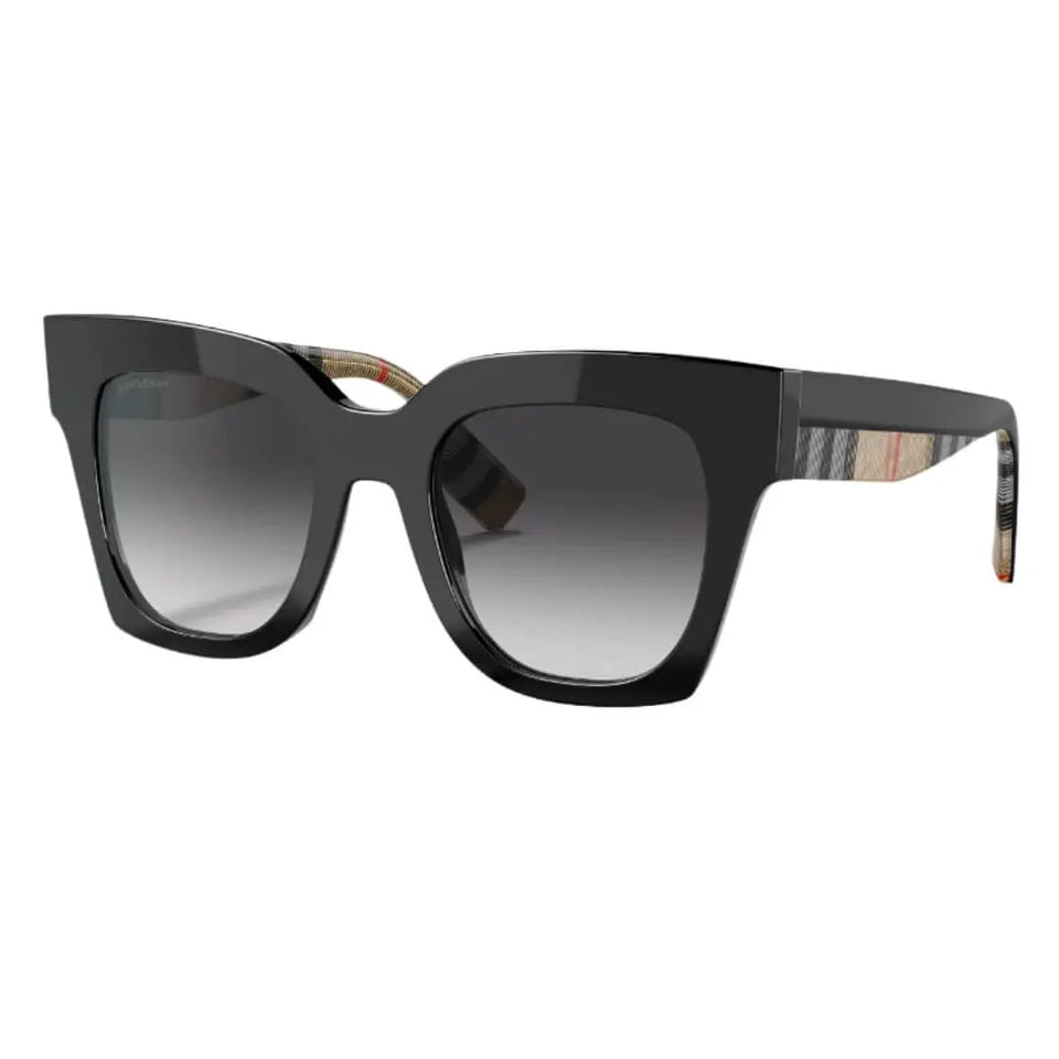 Burberry Kitty BE4364 39428G Women’s Sunglasses - Black Square Frame, Grey Gradient Lenses Burberry