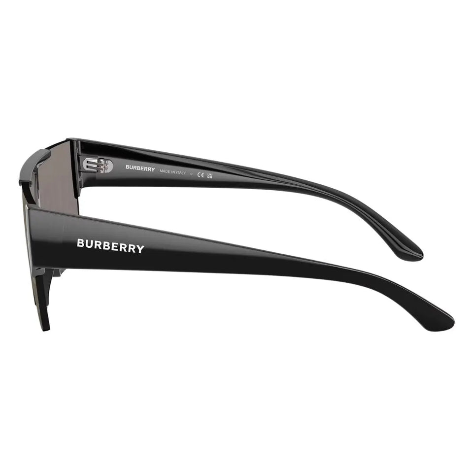 Side view of Burberry BE4291 sunglasses showing wide black acetate temples with white Burberry brand name - Gadgets Online NZ