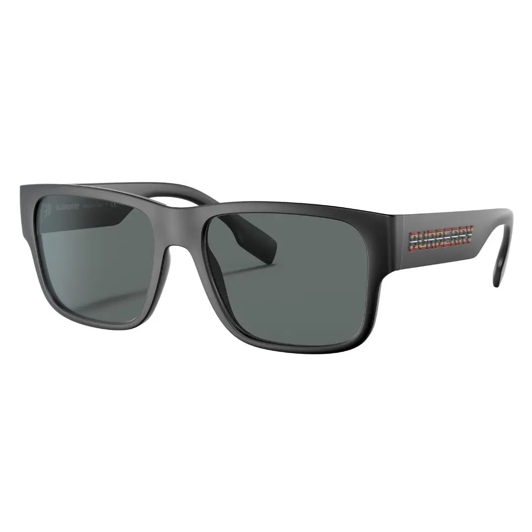 Burberry BE4358 346481 Knight sunglasses in matte black with polarized grey lenses and silver B-shield hinge - Gadgets Online NZ