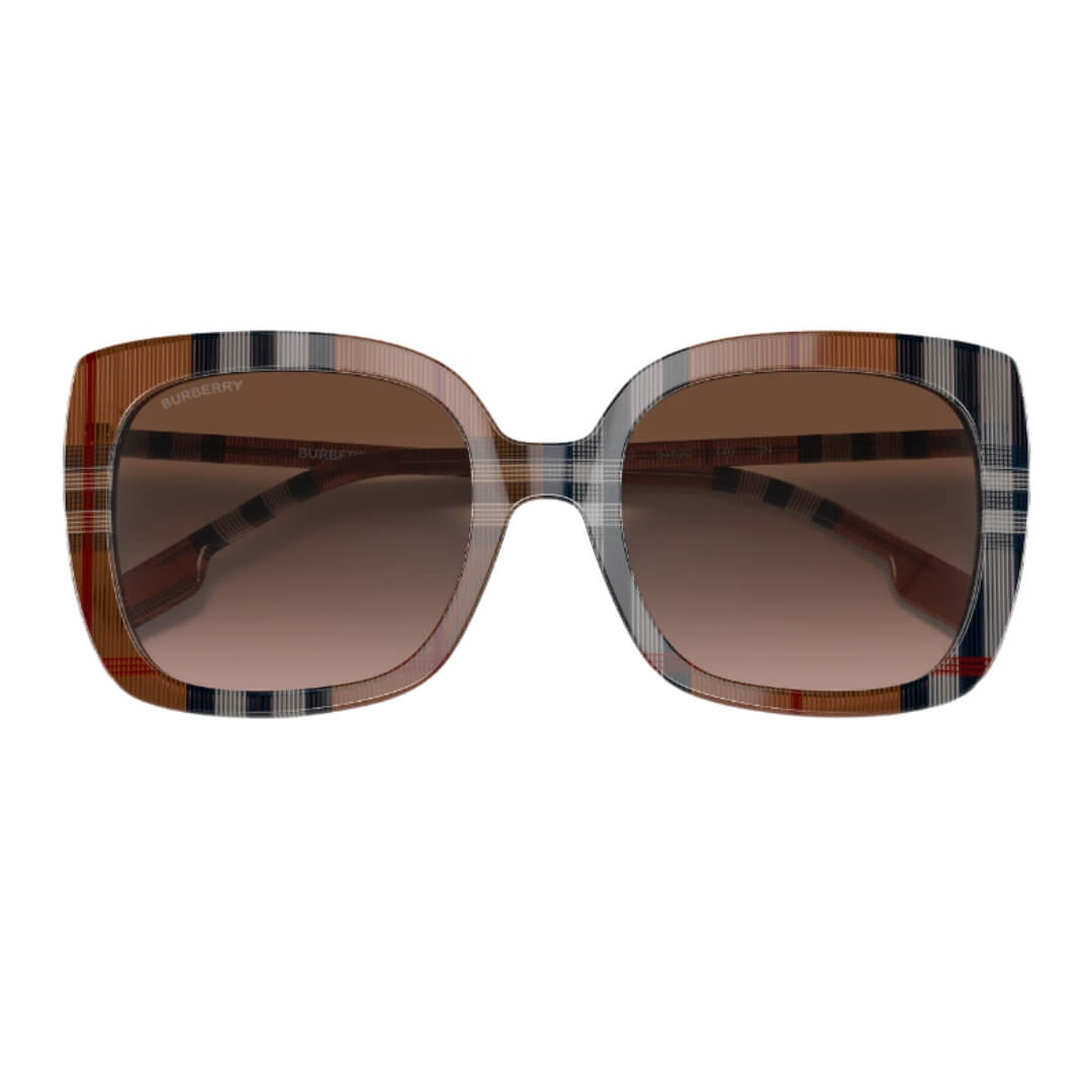 Burberry Caroll BE4323 400513 Women’s Sunglasses - Brown Check Square Frame, Gradient Brown Lenses