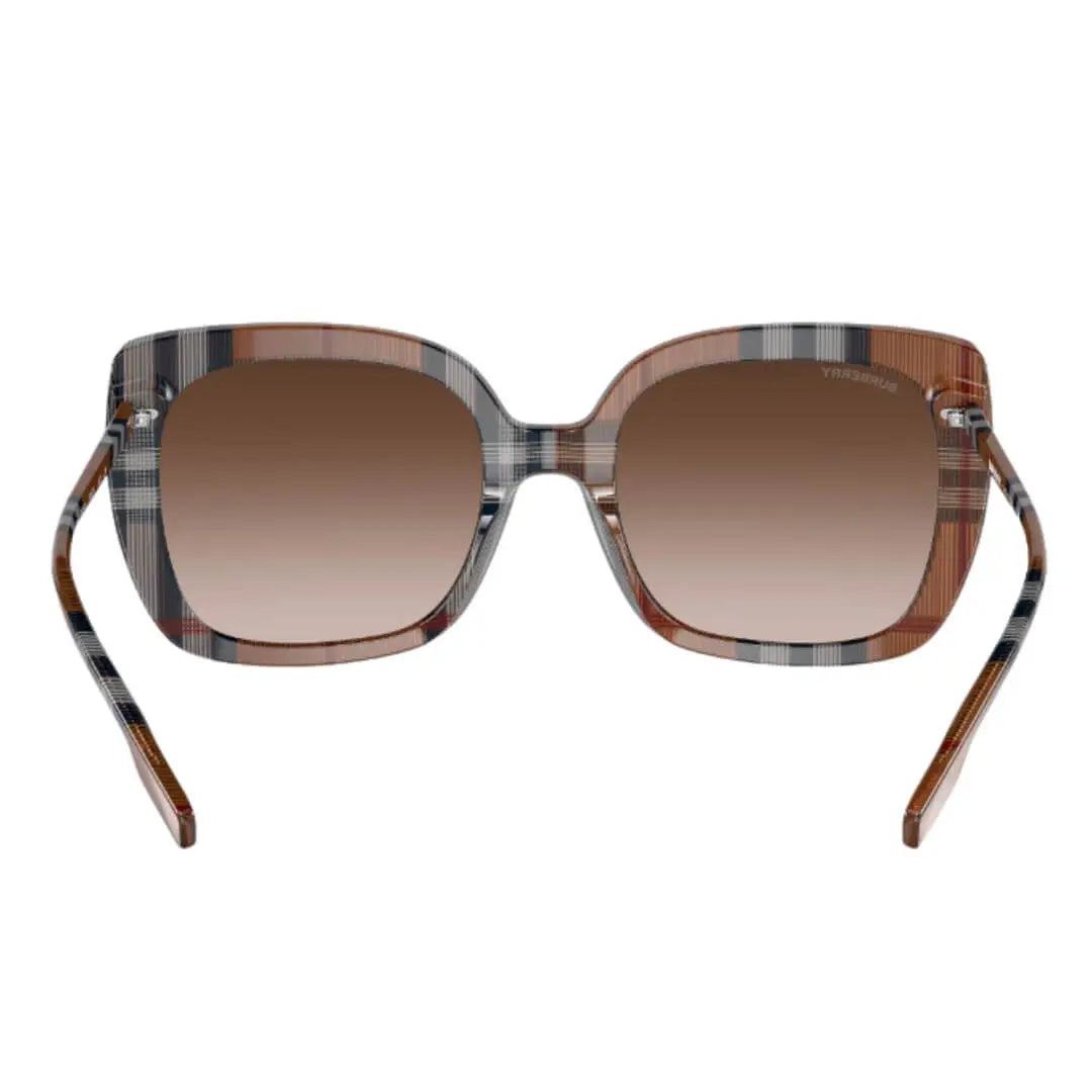 Burberry Caroll BE4323 400513 Women’s Sunglasses - Brown Check Square Frame, Gradient Brown Lenses Burberry