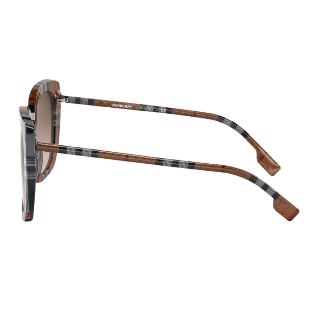 Burberry Caroll BE4323 400513 Women’s Sunglasses - Brown Check Square Frame, Gradient Brown Lenses