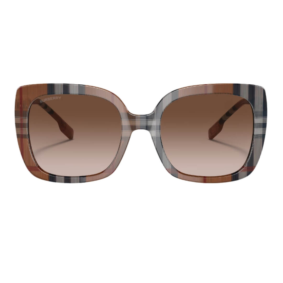 Burberry Caroll BE4323 400513 Women’s Sunglasses - Brown Check Square Frame, Gradient Brown Lenses