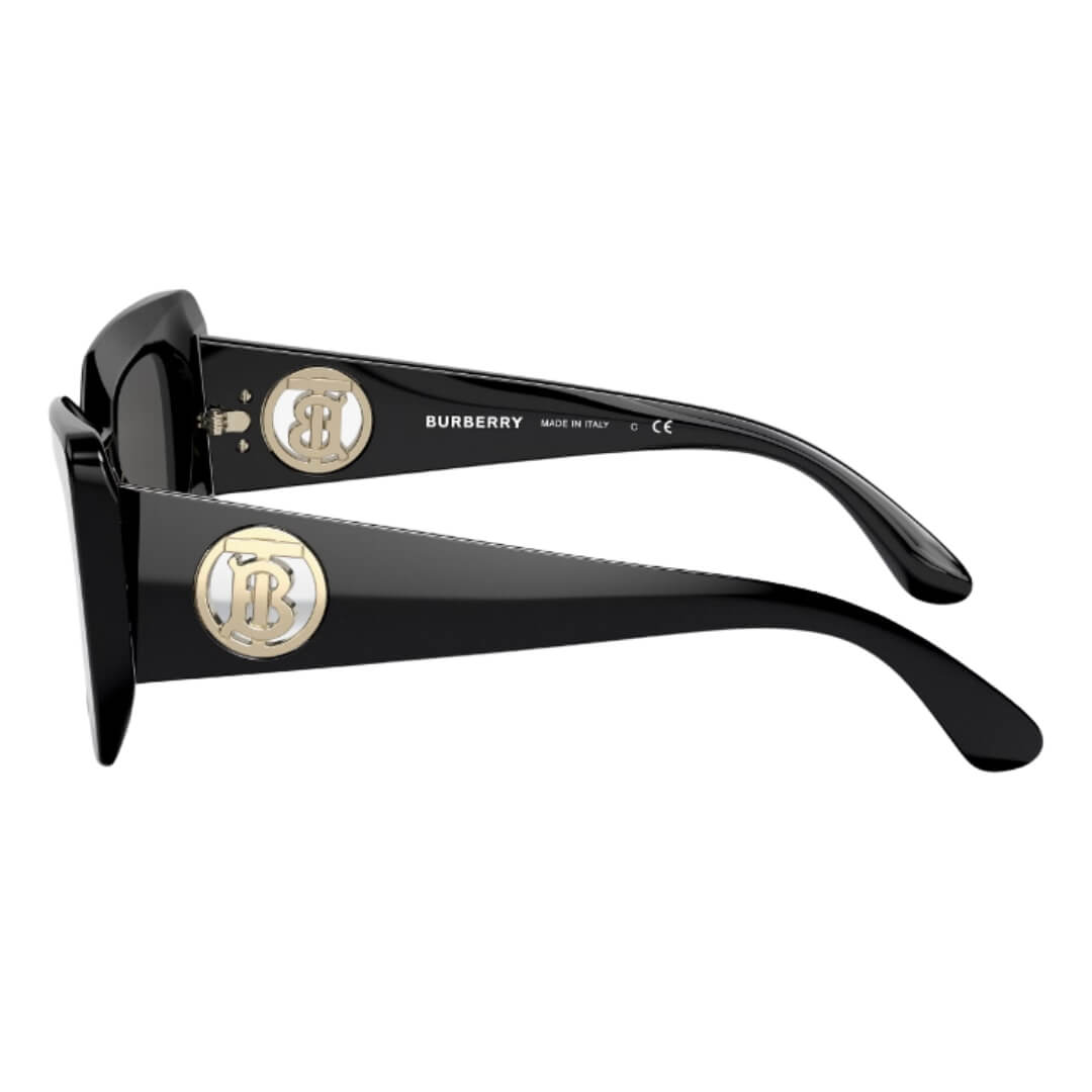 Burberry Daisy BE4344 300187 Women’s Sunglasses - Black Square Frame, Dark Grey Lenses
