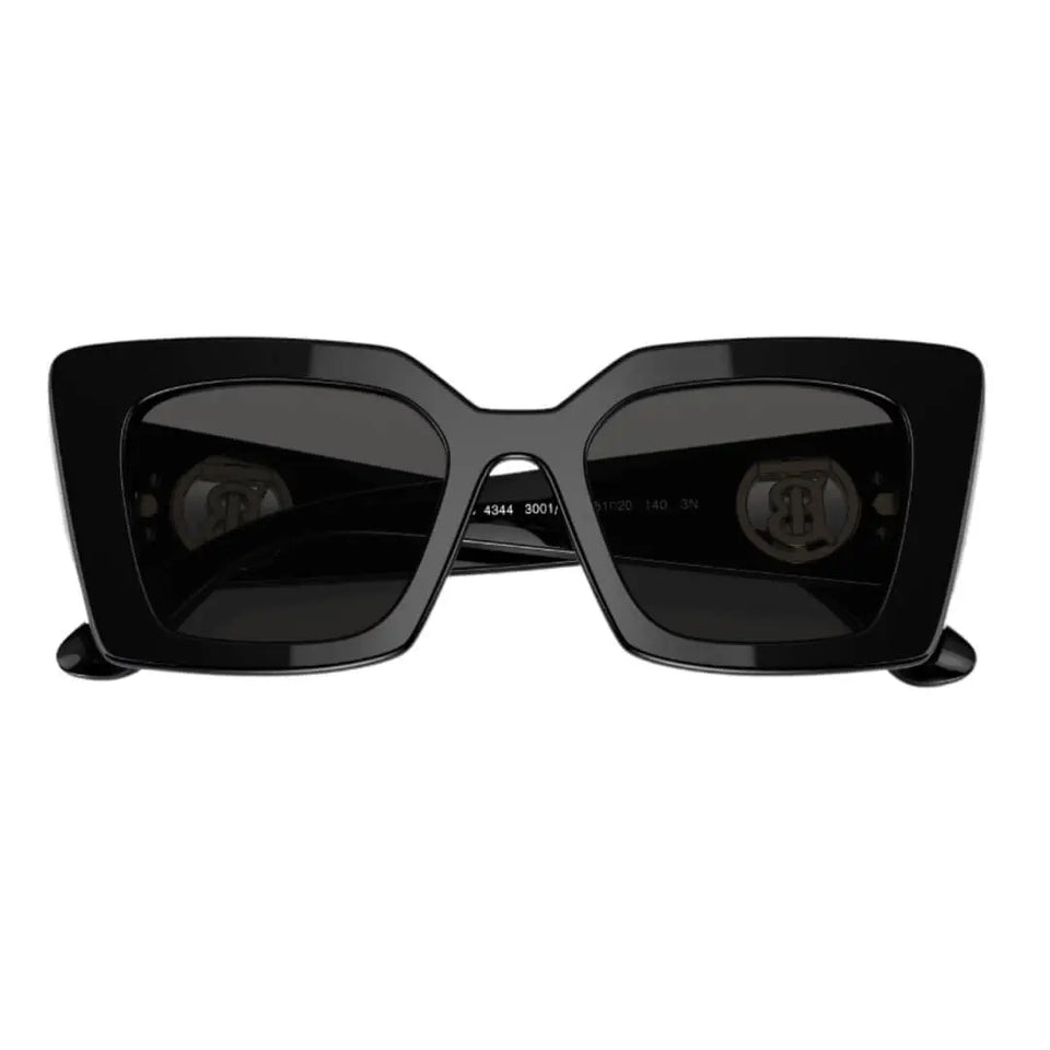 Burberry Daisy BE4344 300187 Women’s Sunglasses - Black Square Frame, Dark Grey Lenses Burberry