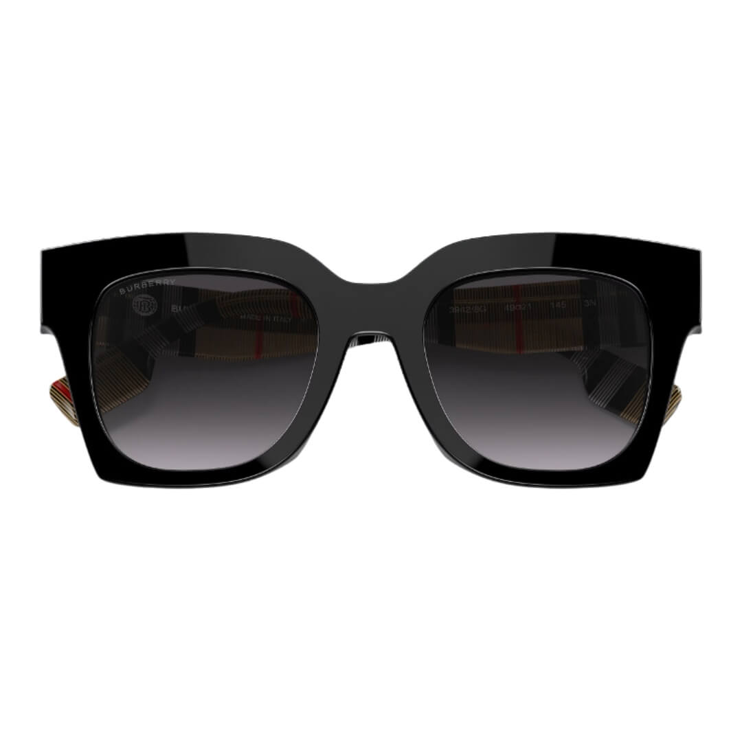 Burberry Kitty BE4364 39428G Women’s Sunglasses - Black Square Frame, Grey Gradient Lenses