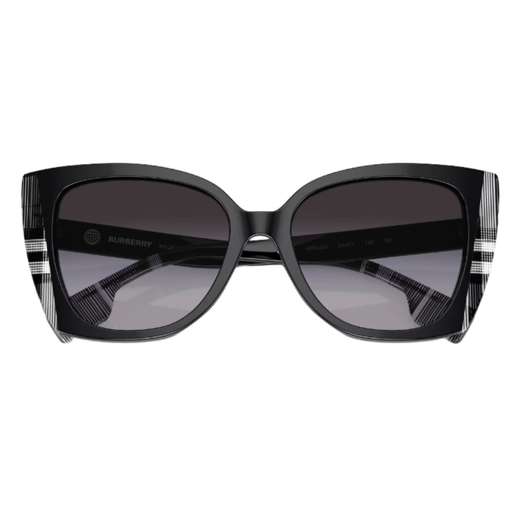 Burberry Meryl BE4393 40518G women’s sunglasses black/check acetate cat eye frame NZ Folded View