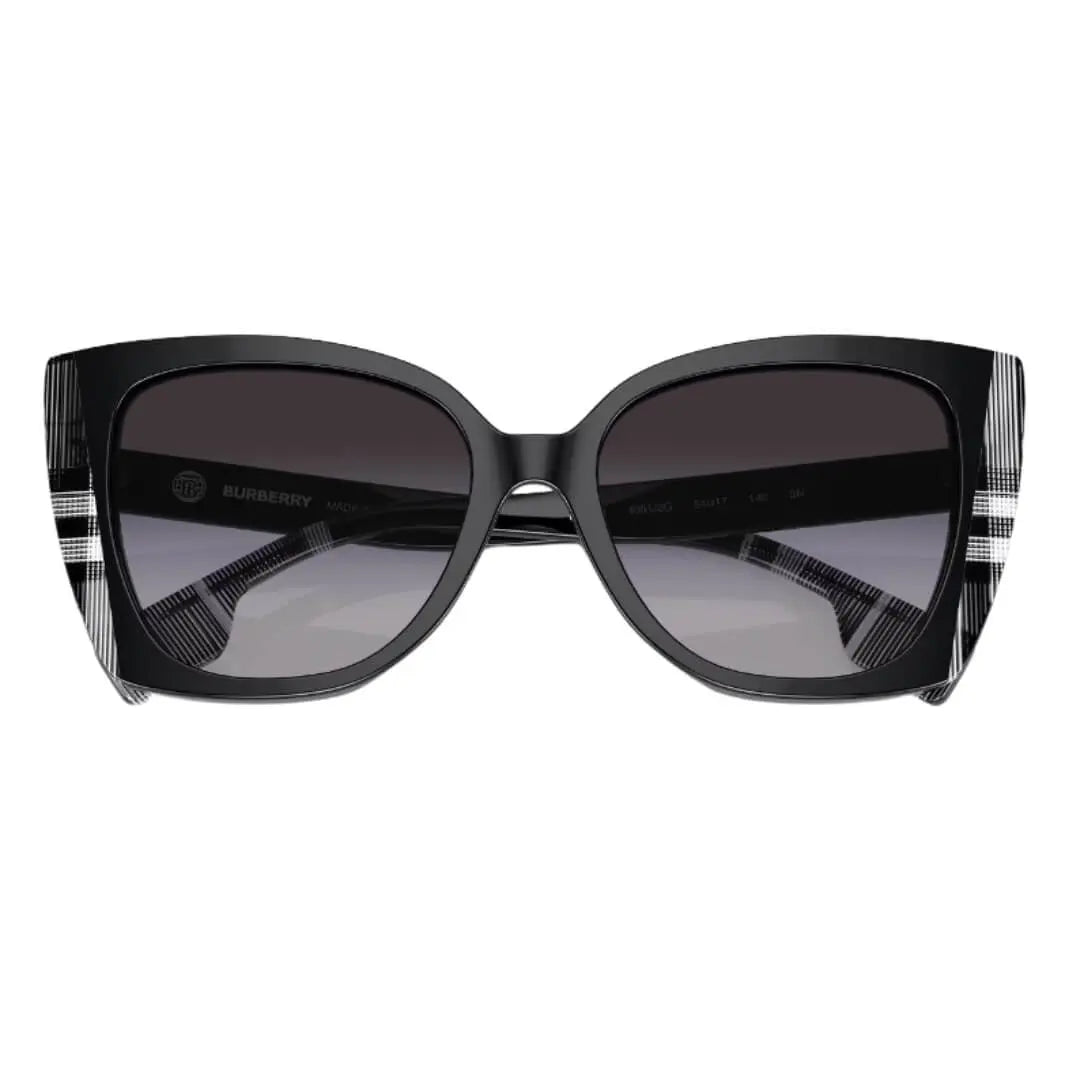 Burberry Meryl BE4393 40518G women’s sunglasses black/check acetate cat eye frame NZ Folded View