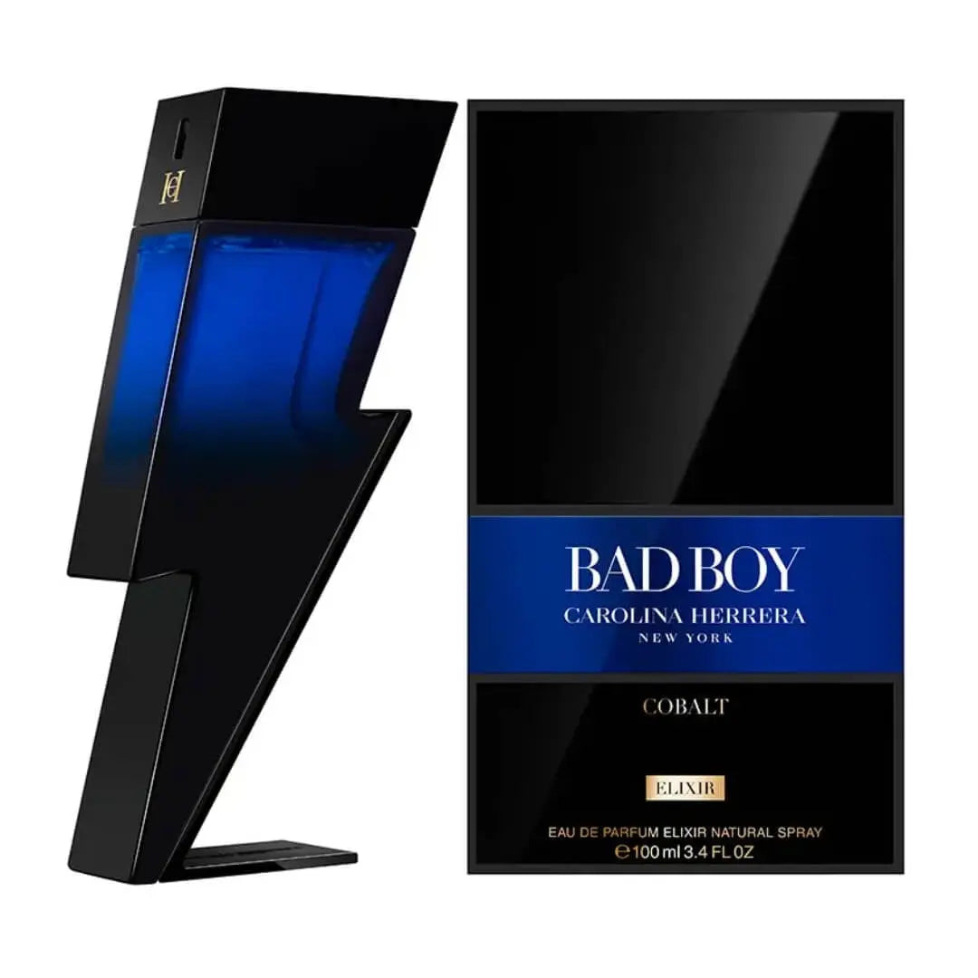Carolina Herrera Bad Boy Cobalt Elixir EDP 100ml for Men perfume bottle.