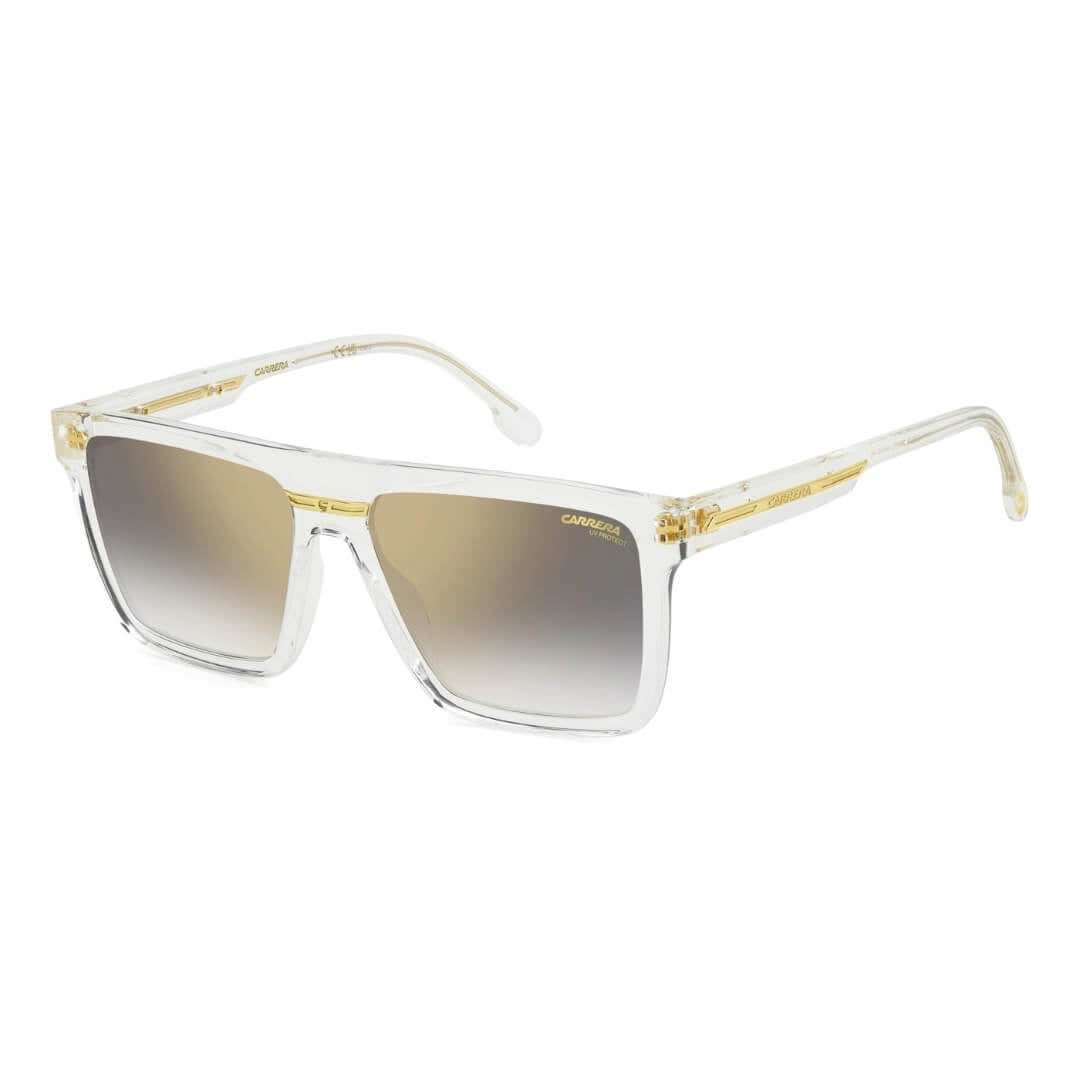 Carrera Victory C 03/S 900/58FQ Unisex Square Sunglasses - Crystal Frame, Grey Gradient Gold Mirror Lenses | Gadgets Online NZ LTD