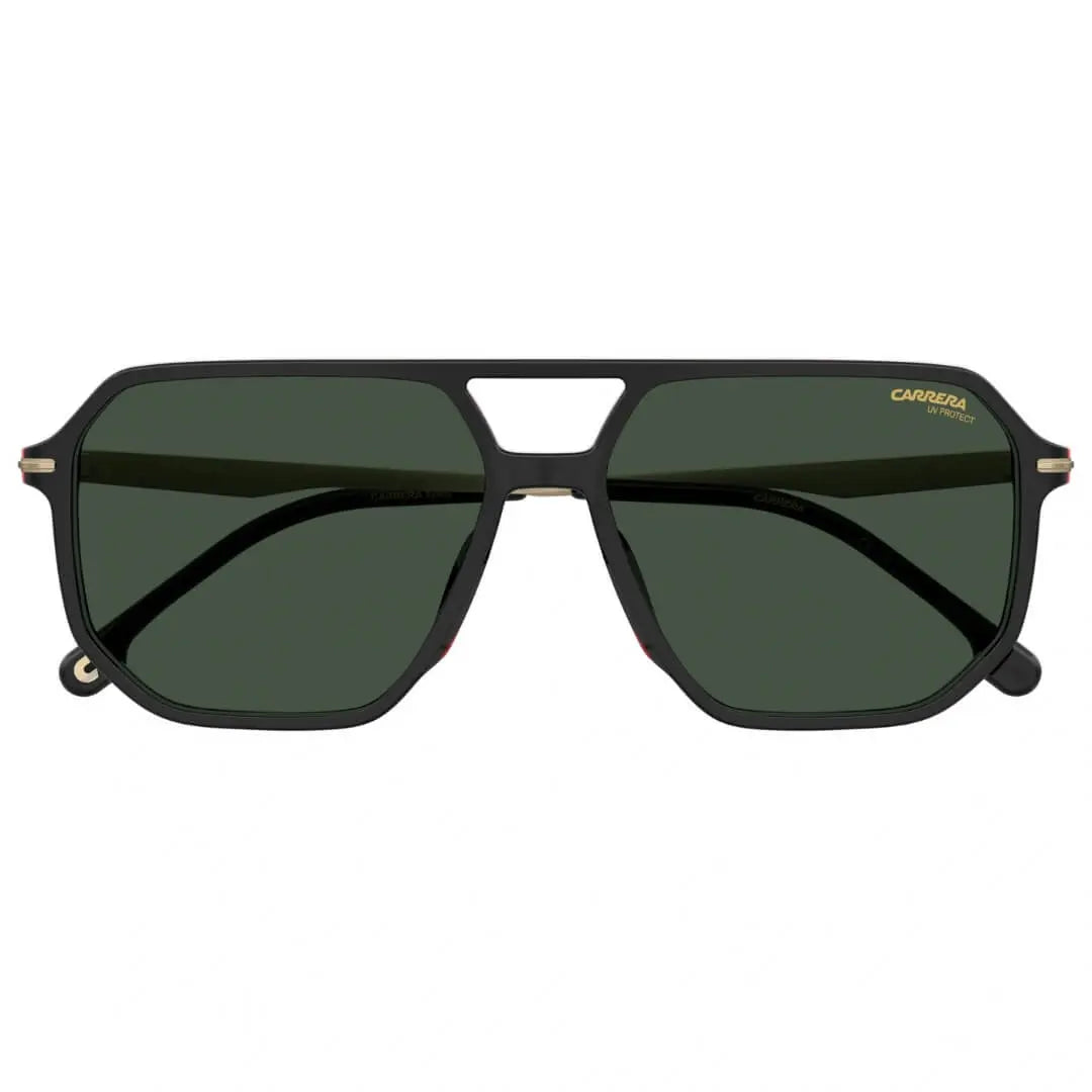 Carrera 324/S 807/59QT Unisex Aviator Sunglasses - Black Frame, Polarized Grey Lenses Folded View | Gadgets Online NZ LTD