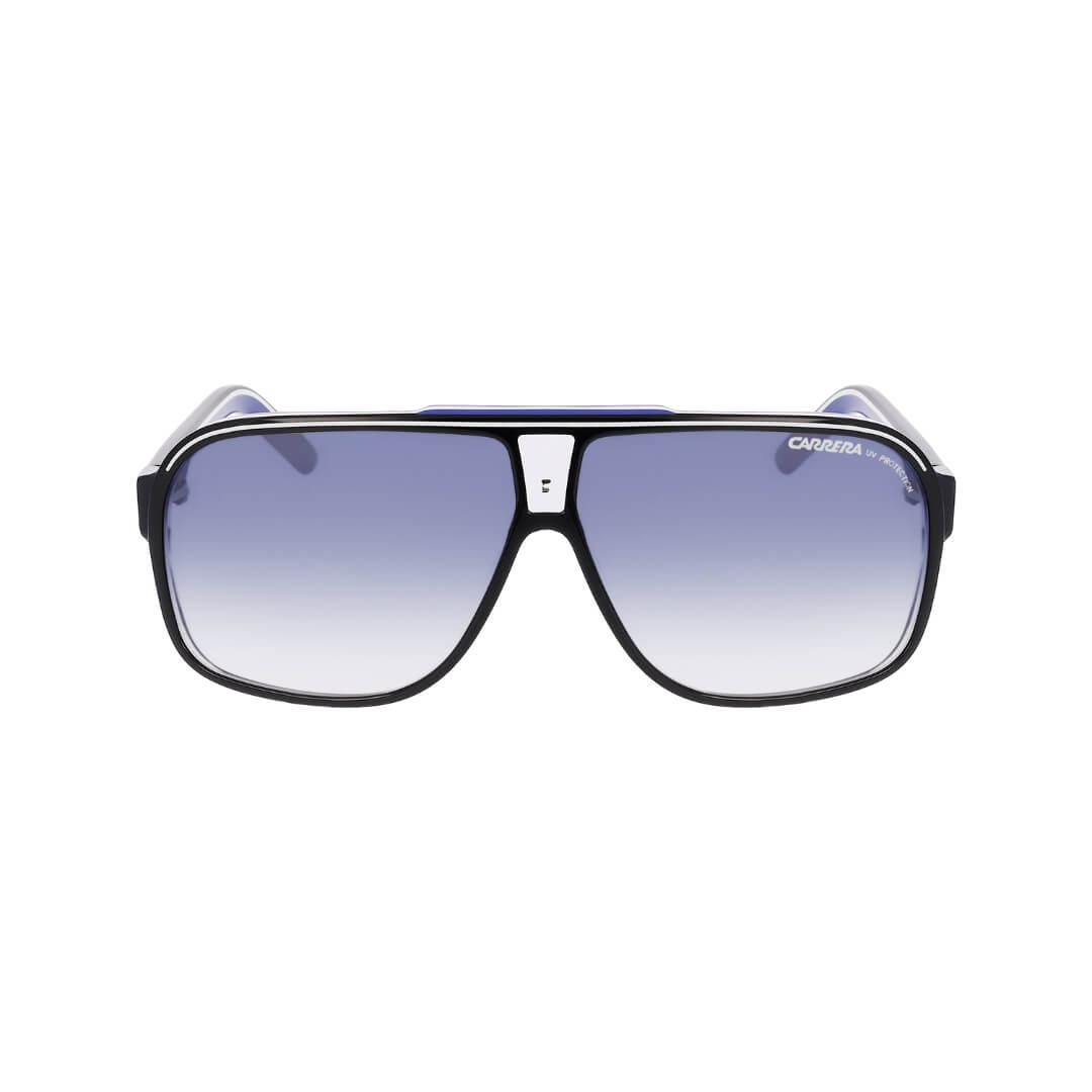 Carrera Grand Prix 2 T5C/6408 Unisex Aviator Sunglasses Front View - Black Crystal, Blue Gradient Lenses | Gadgets Online NZ LTD.