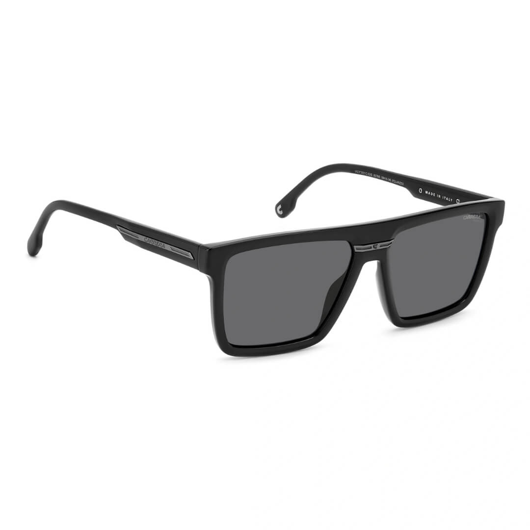 Carrera Victory C 03/S 807/58M9 Unisex Square Sunglasses - Black Frame, Polarised Grey Lenses Side Left View | Gadgets Online NZ LTD