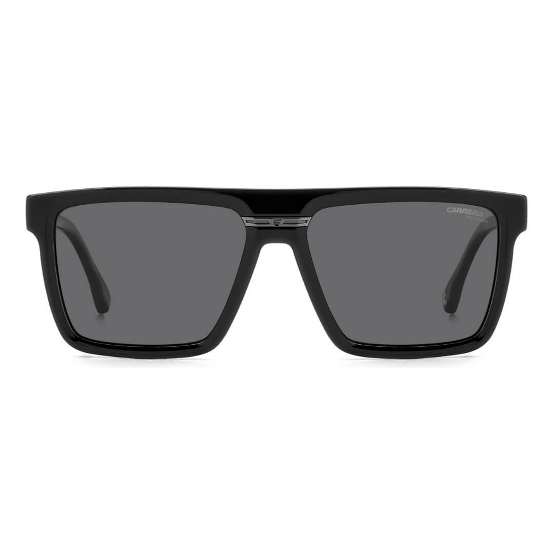 Carrera Victory C 03/S 807/58M9 Unisex Square Sunglasses - Black Frame, Polarised Grey Lenses Front View | Gadgets Online NZ LTD