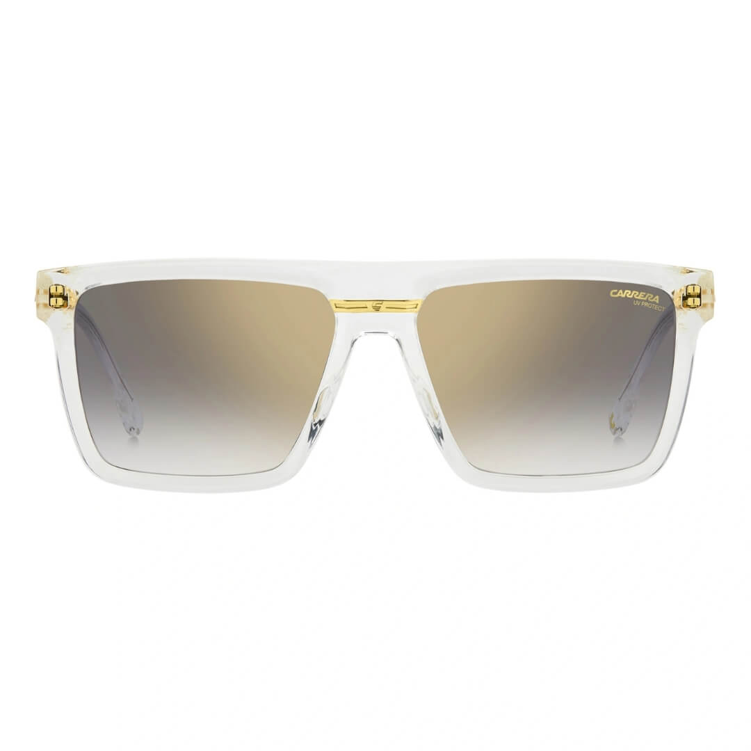 Carrera Victory C 03/S 900/58FQ Unisex Square Sunglasses Front View - Crystal Frame, Grey Gradient Gold Mirror Lenses | Gadgets Online NZ LTD