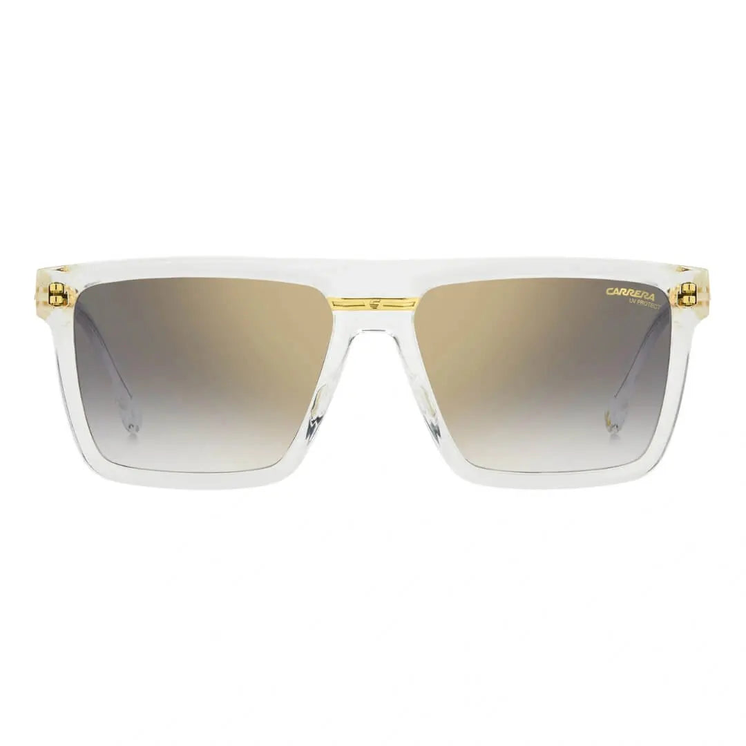 Carrera Victory C 03/S 900/58FQ Unisex Square Sunglasses Front View - Crystal Frame, Grey Gradient Gold Mirror Lenses | Gadgets Online NZ LTD
