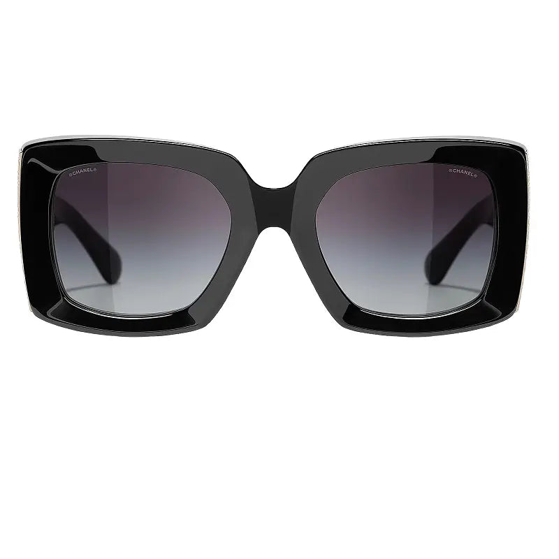 Chanel CH5435 Rectangle Sunglasses for Women Black & Gold Chanel