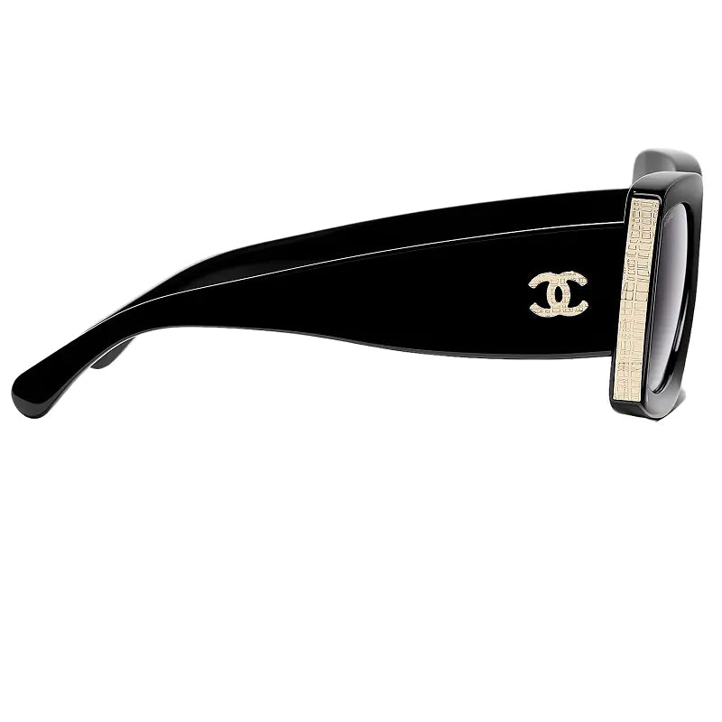 Chanel CH5435 Rectangle Sunglasses for Women Black & Gold Chanel