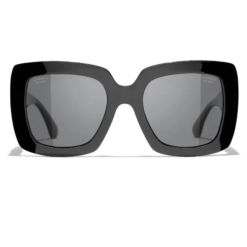Chanel CH5474Q Square Sunglasses - Black Acetate & Calfskin Chanel