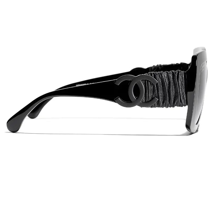 Chanel CH5474Q Square Sunglasses - Black Acetate & Calfskin Chanel