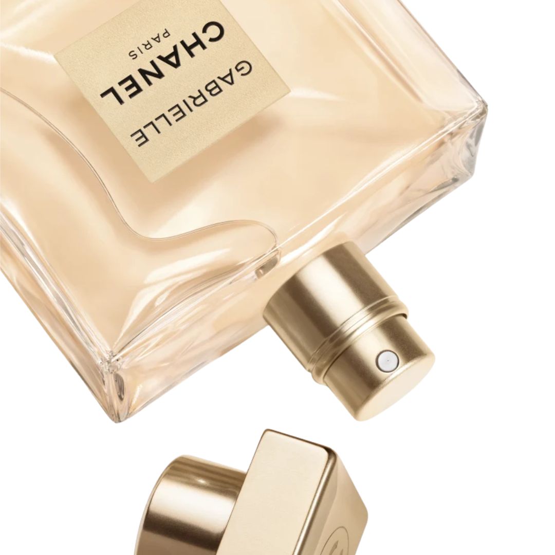 Chanel Gabrielle perfume bottle on a white background