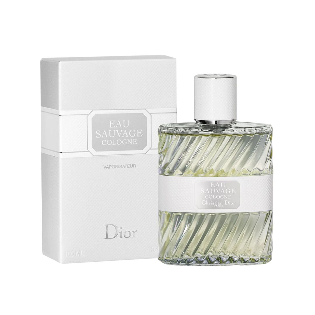 Christian Dior Eau Sauvage Cologne 100ml, a classic, elegant bottle, suggesting a fresh, citrus, and woody masculine fragrance.