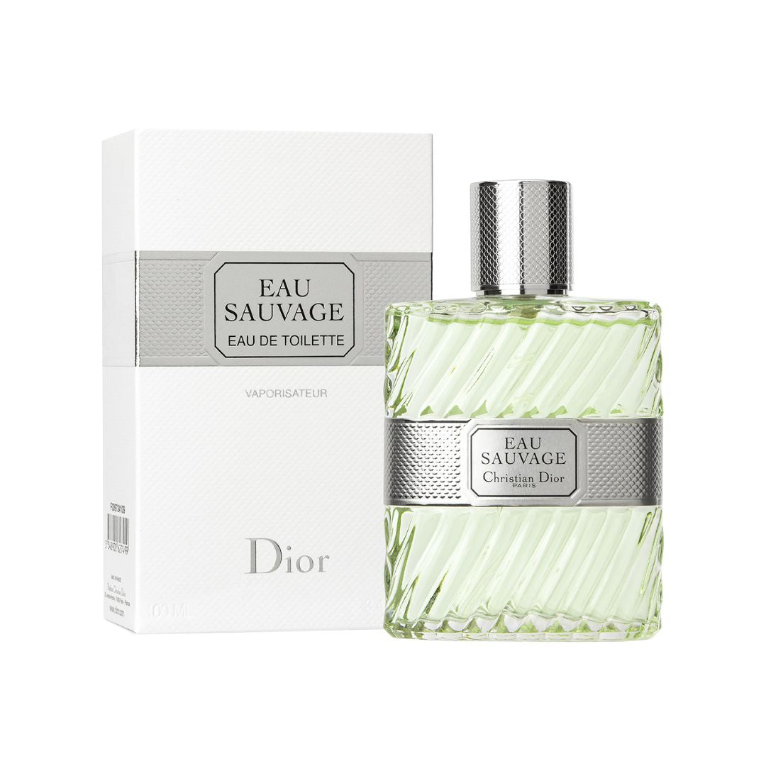 Christian Dior Eau Sauvage 100ml EDT, a classic, elegant bottle, suggesting a fresh, woody, and iconic masculine fragrance.