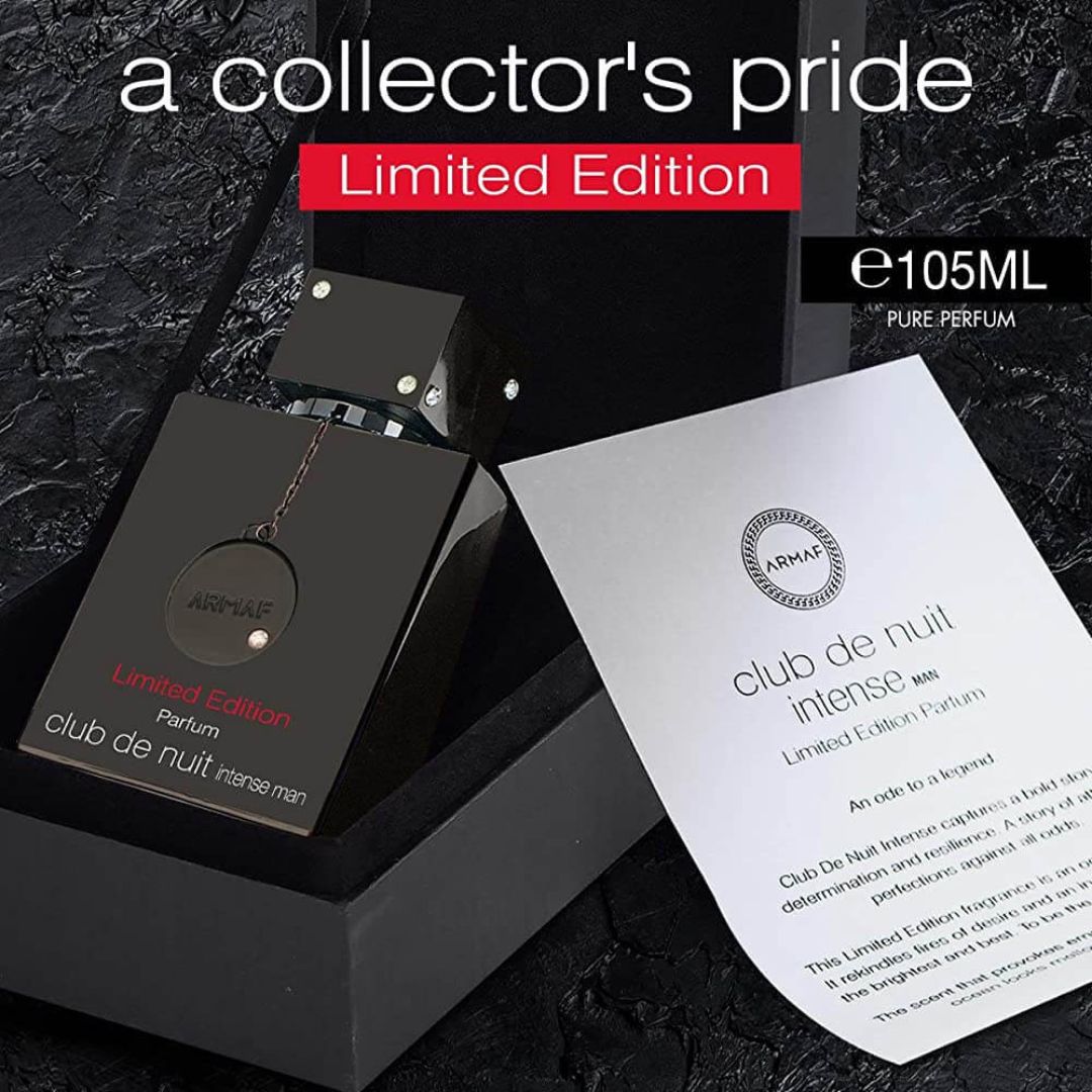 Armaf Club de Nuit Intense Men perfume bottle with packaging on a dark background