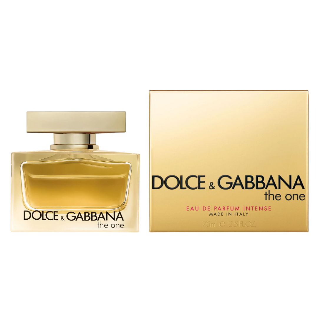 Dolce & Gabbana The One Eau de Parfum Intense 75ml – Women perfume bottle and packaging on a white background