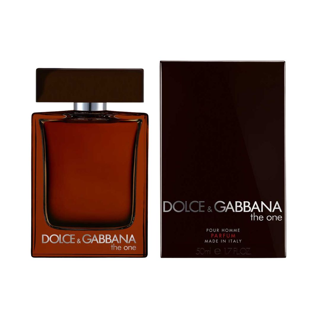 Dolce & Gabbana The One Pour Homme Parfum 50ml perfume with packaging on a white background