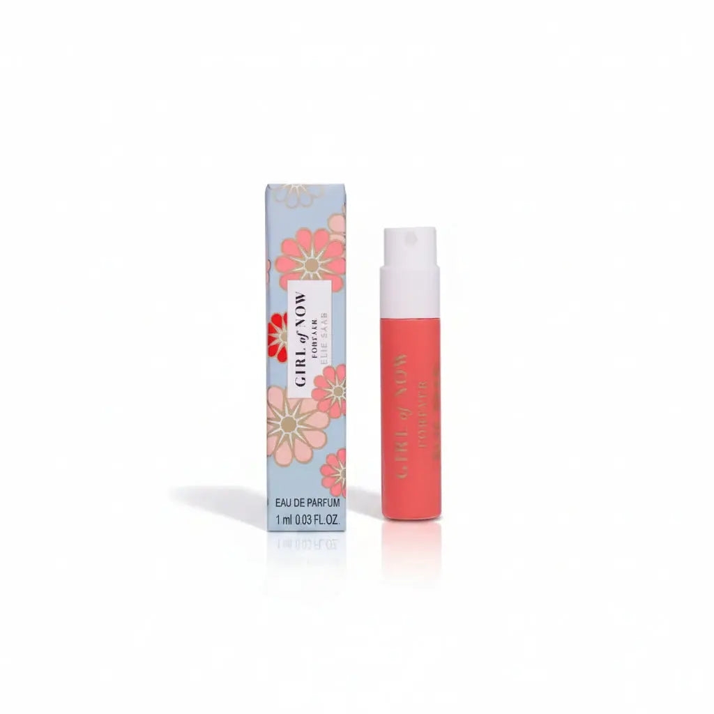 Elie Saab girl of now forever 1ml eau de parfum with floral design on packaging