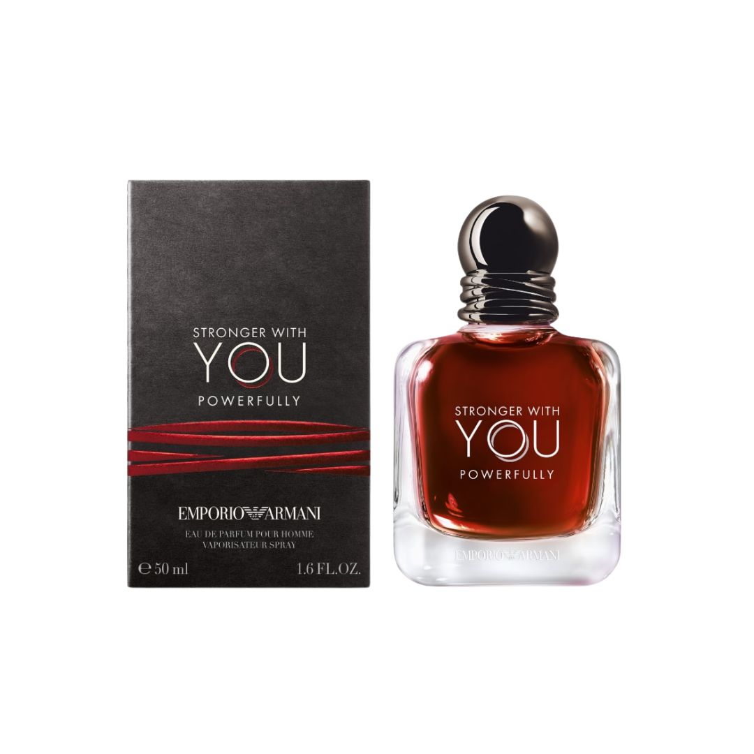Emporio Armani EDP 50ml Perfume bottle and packaging of Emporio Armani 'Stronger with You Powerfully' on a white background - Gadgets Online NZ Ltd