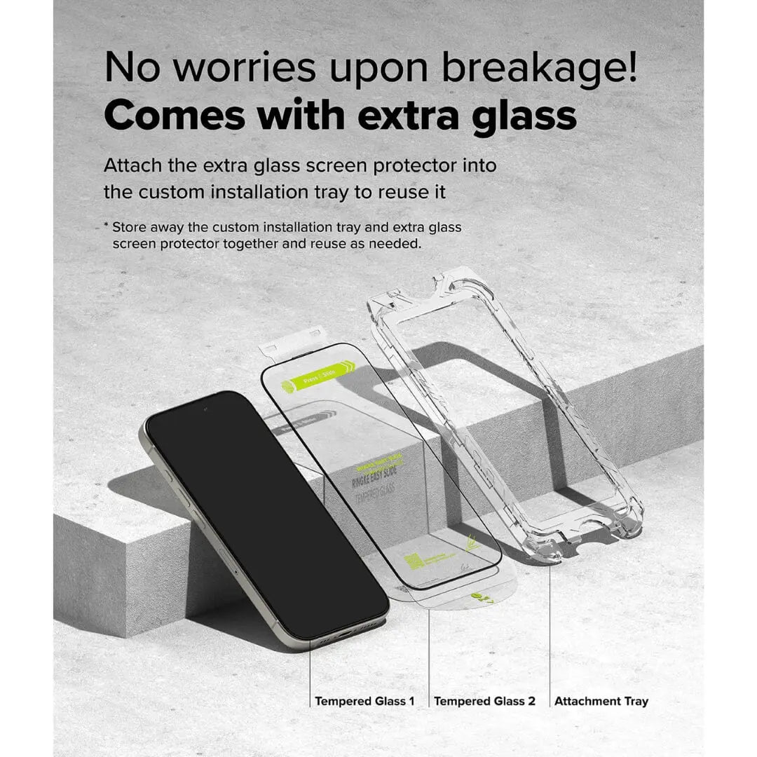 iPhone 16 Pro Screen Protector Easy Slide Tempered Glass 2 Pack Ringke