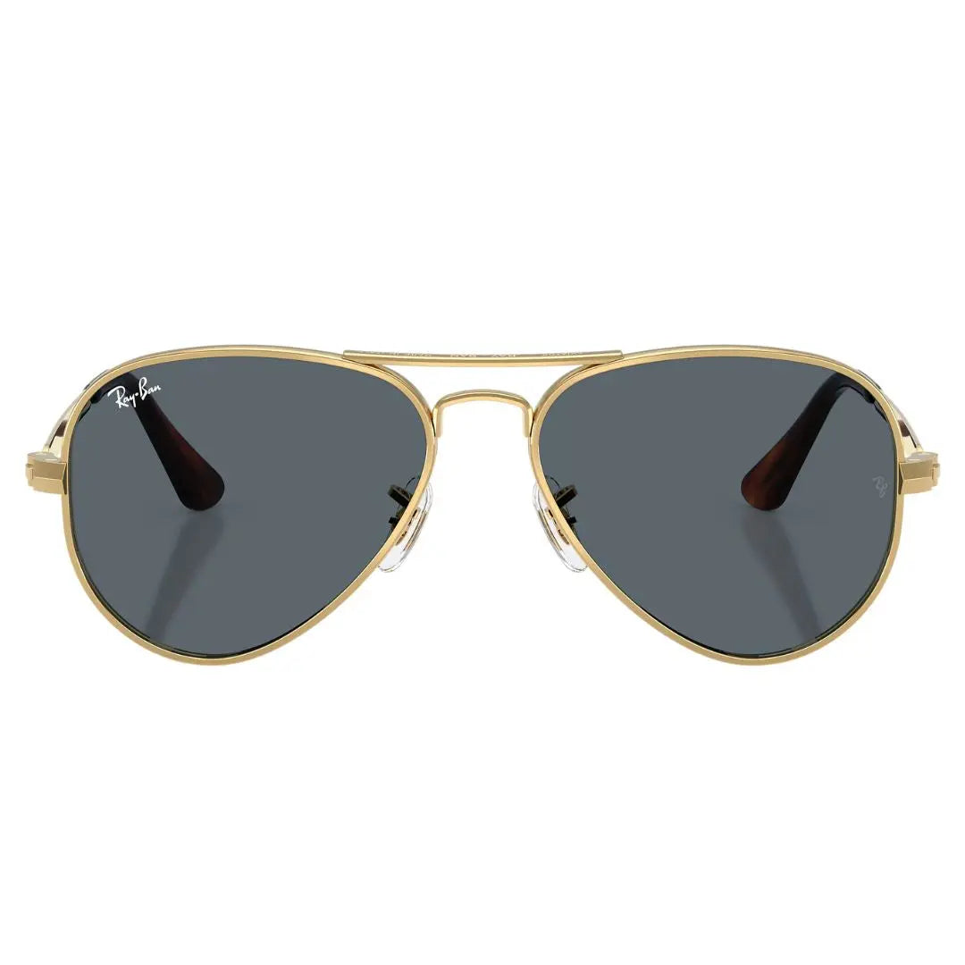 Front view of Ray-Ban Aviator Max RB3925 001/R5 featuring bold gold double bridge and blue lenses - Gadgets Online NZ