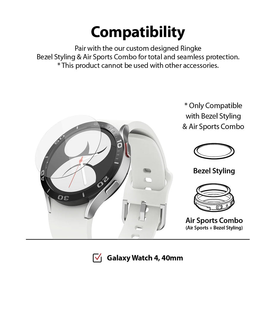 Compatible exclusively with Ringke Bezel Styling and Air Sports Combo for Galaxy Watch 5/4 40mm.