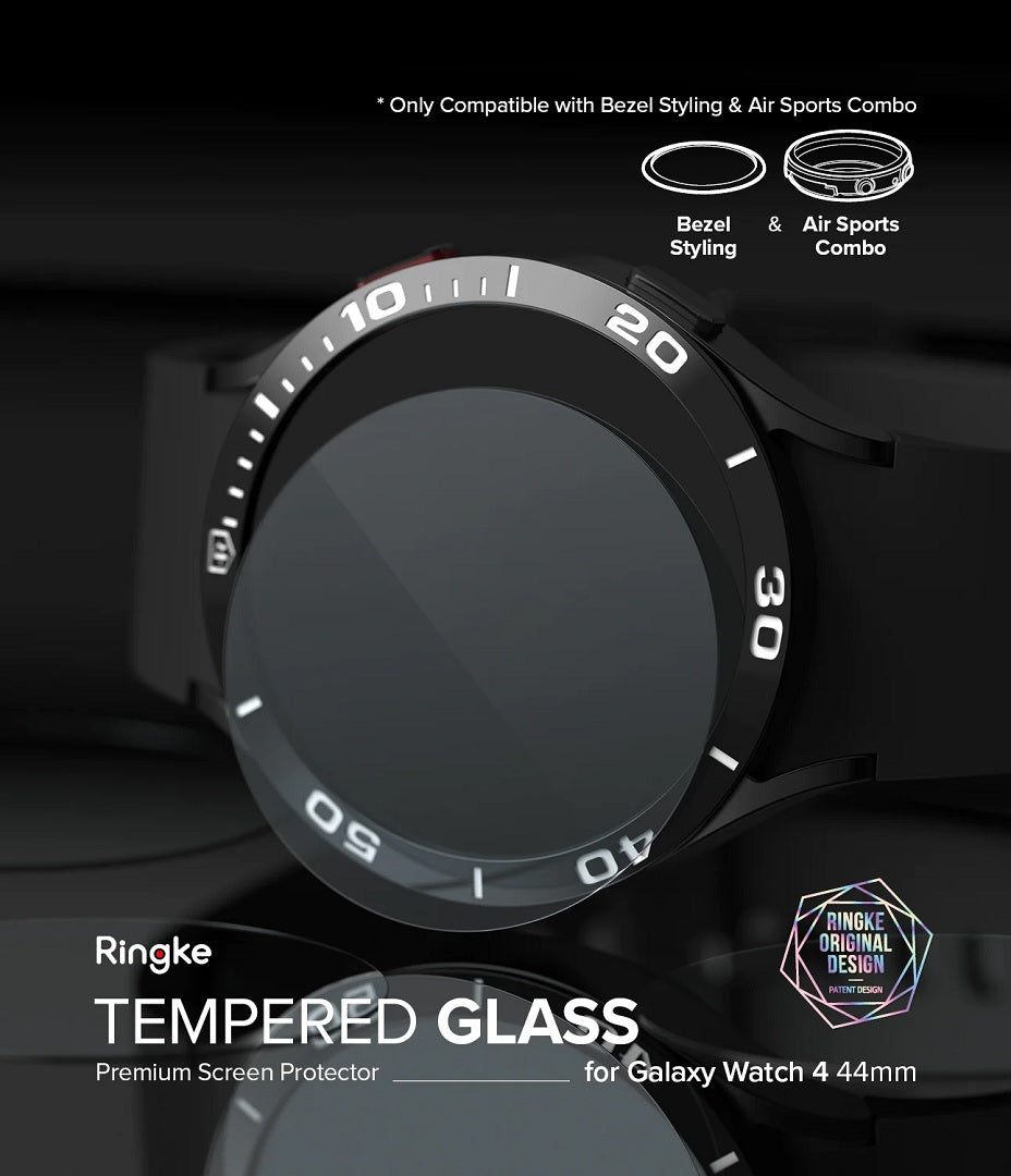 Equip your Galaxy Watch 4 or Watch 5 44mm with the Ringke tempered glass screen protector for durable protection.