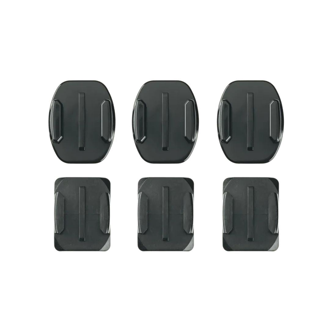 GoPro adhesive mounts for cameras, compatible with both curved and flat surfaces.