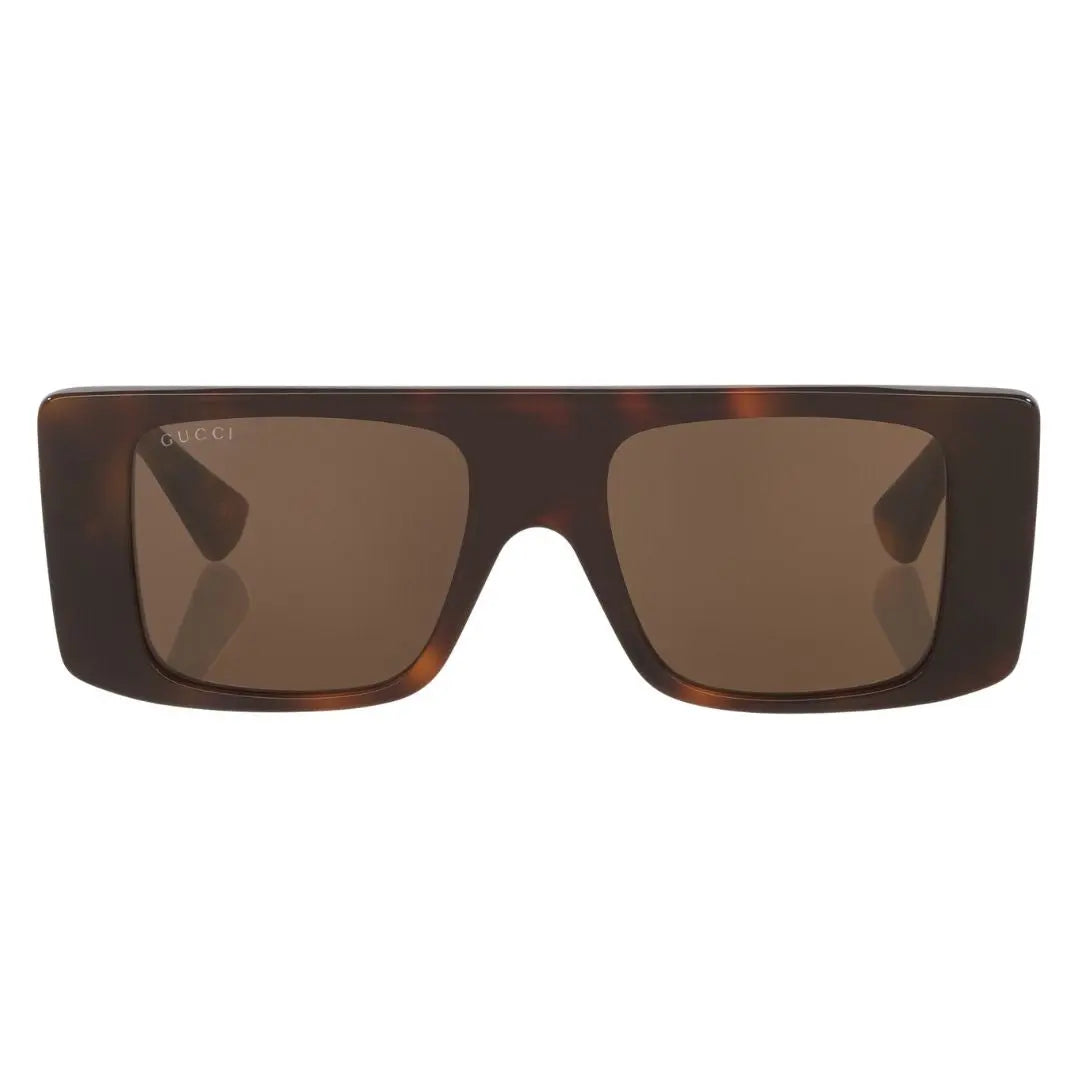 Front view of Gucci GG1888S 002 featuring an oversized flat top rectangular tortoise shell acetate frame - Gadgets Online NZ