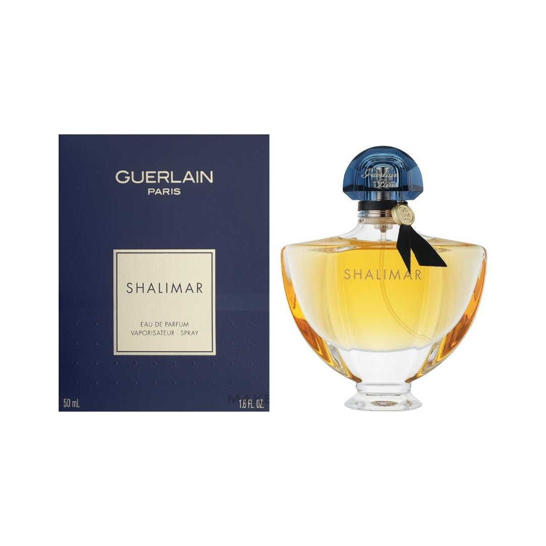 Guerlain Shalimar 50ml EDP, a classic, elegant bottle, suggesting a rich, oriental, and iconic fragrance for women in NZ