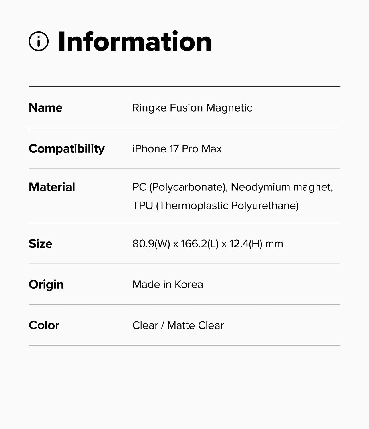 iPhone 17 Pro Max Case Fusion Magnetic Clear by Ringke Ringke