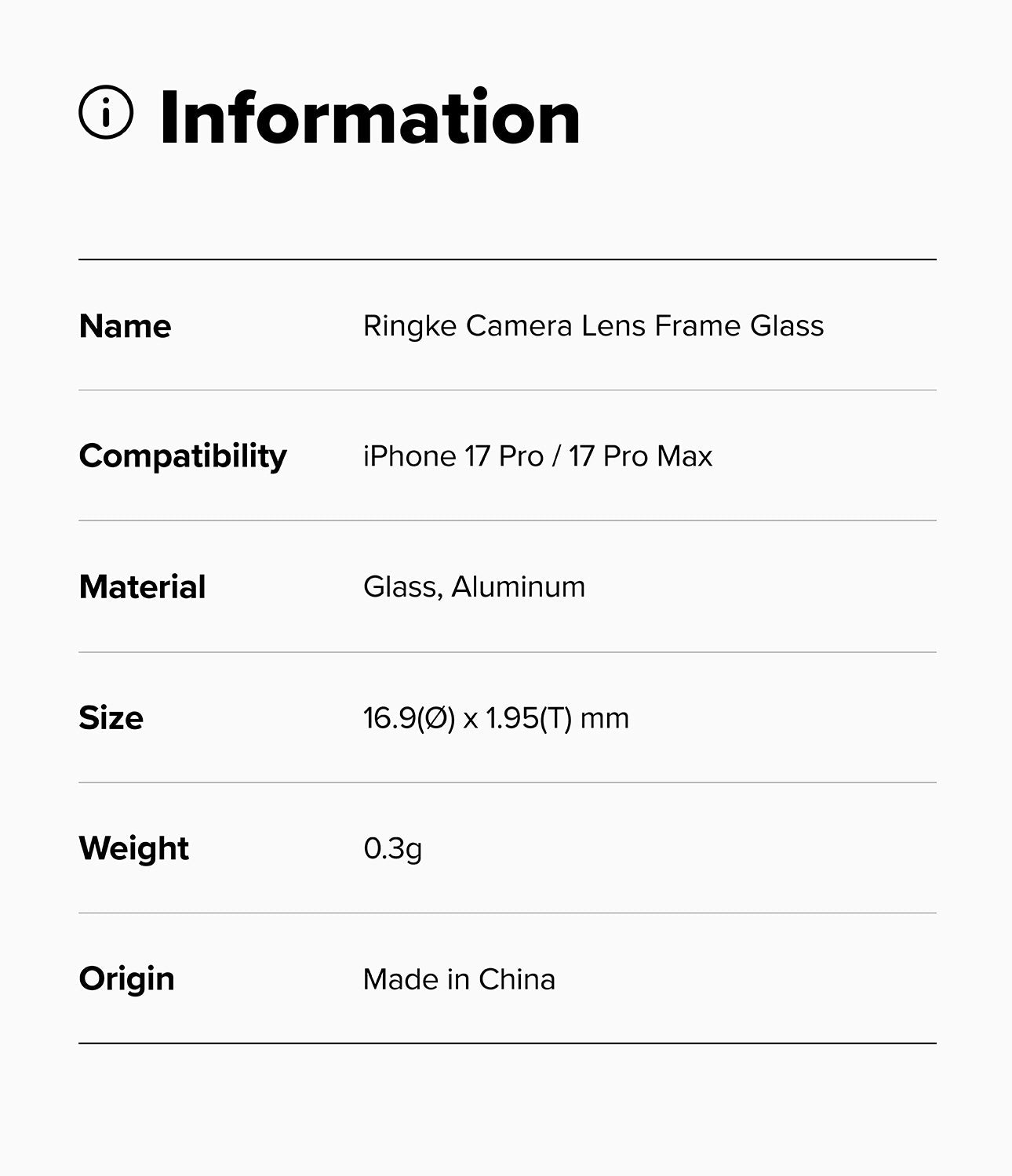 iPhone 17 Pro / Pro Max Camera Lens Frame Glass 2 Pack by Ringke