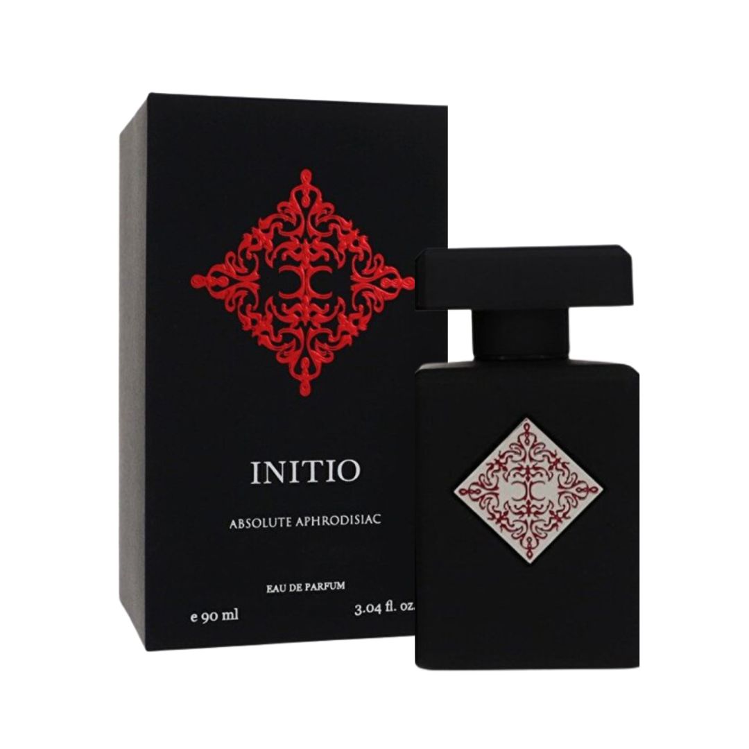 Initio Parfums Prives Absolute Aphrodisiac 90ml EDP, a sleek, dark bottle, suggesting a deeply sensual, animalic, and alluring unisex fragrance in NZ