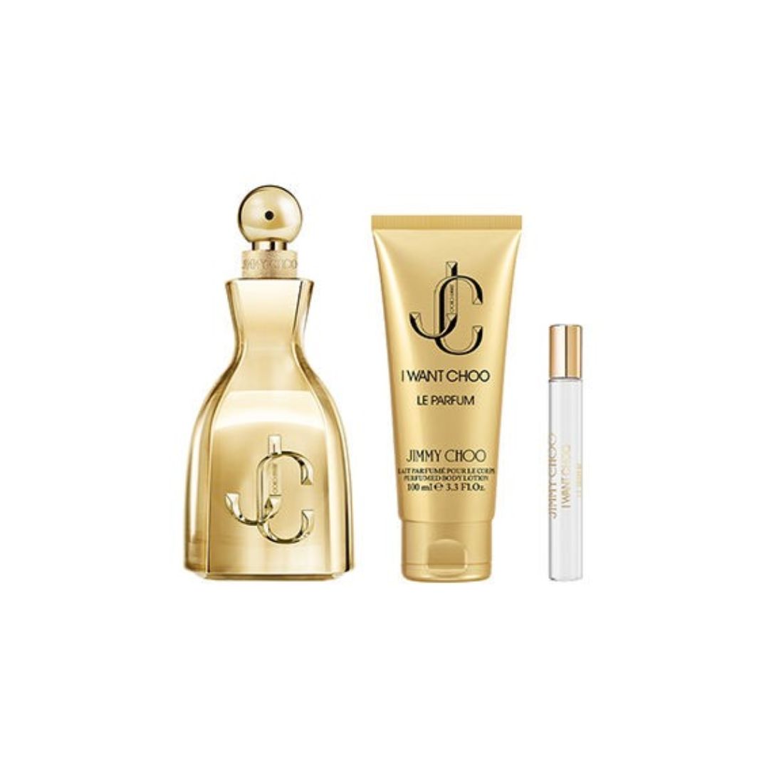 Jimmy Choo perfume set with a bottle, tube, and small spray - Gift set in NZ