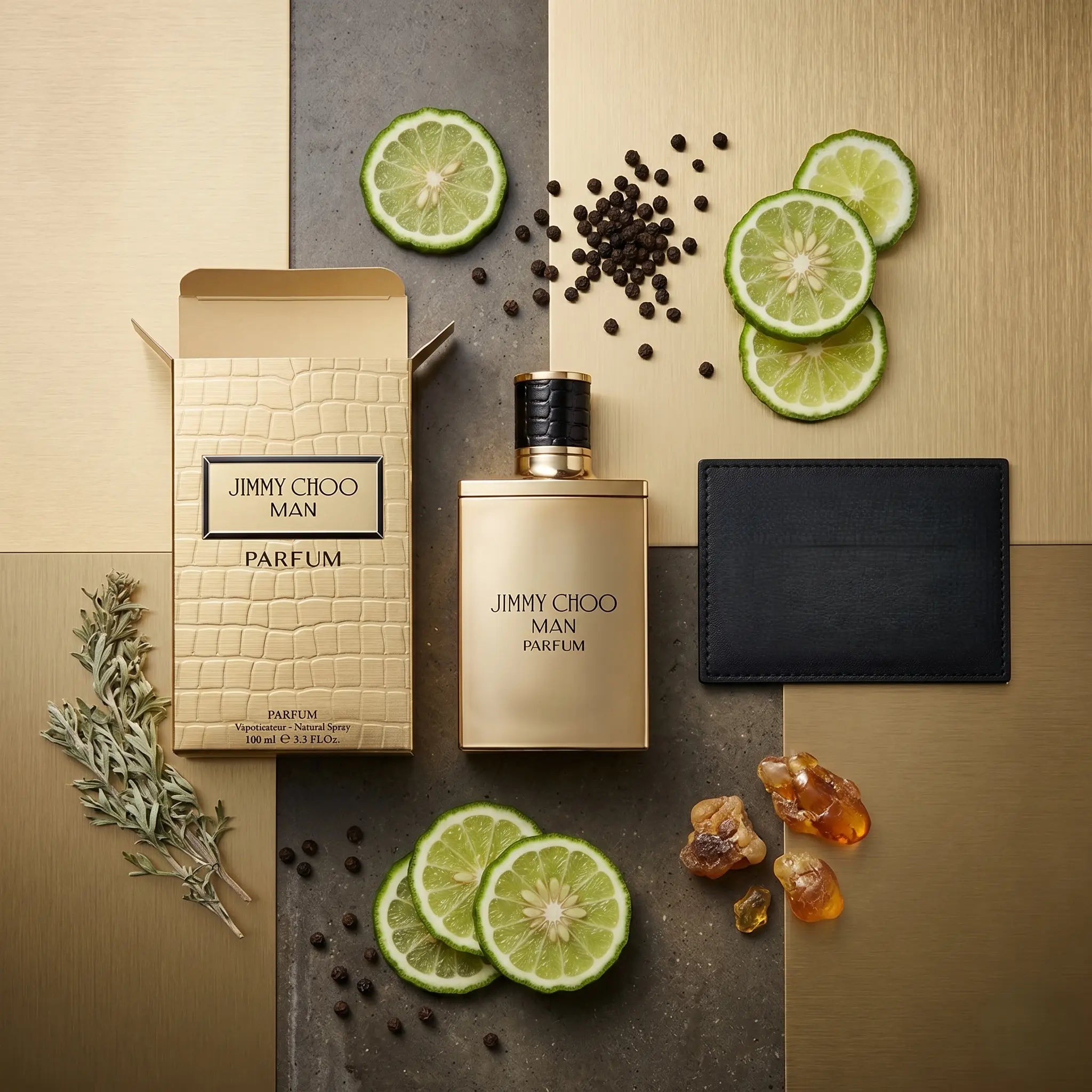 Jimmy Choo Man Parfum bottle and box with citrus and spice styling