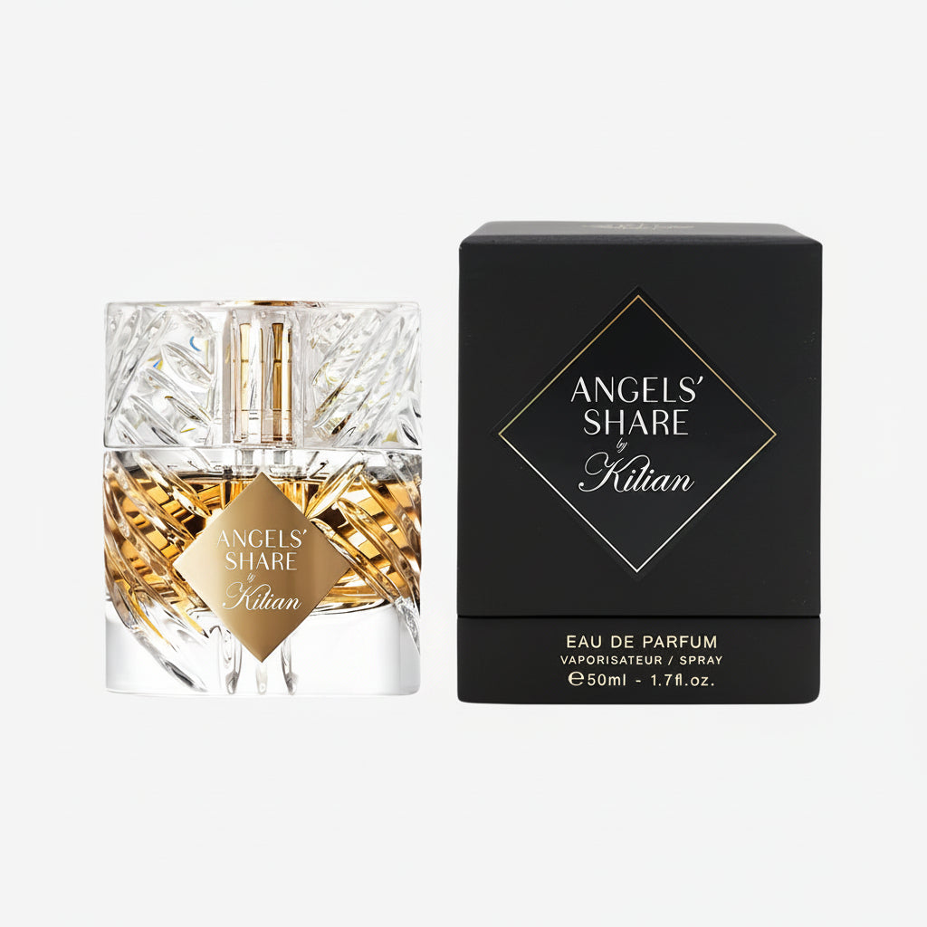 Angels' Share by Kilian perfume bottle and packaging on a white background