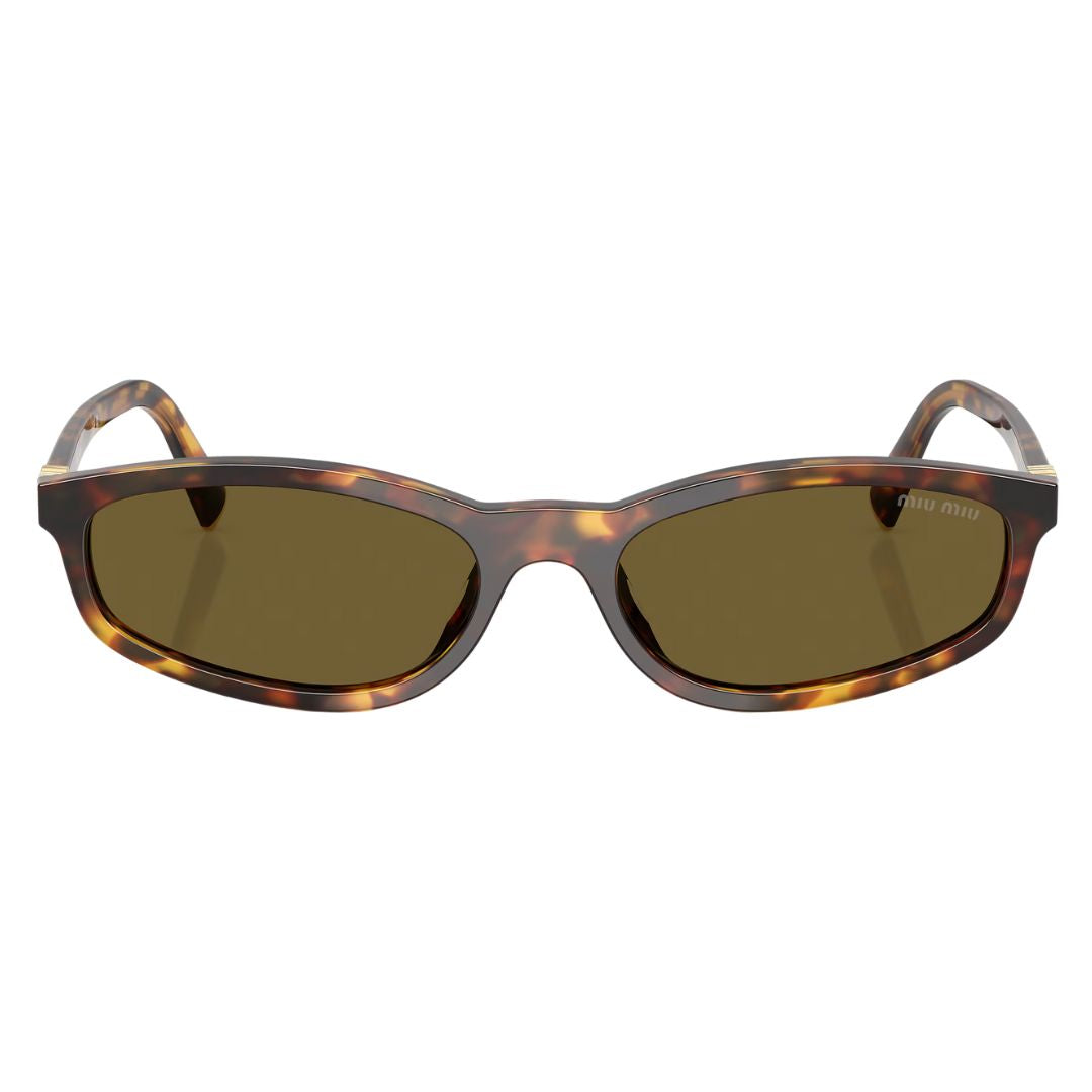 Front view of Miu Miu MU A03S 14L09Z featuring an elongated oval tortoise shell acetate frame - Gadgets Online NZ