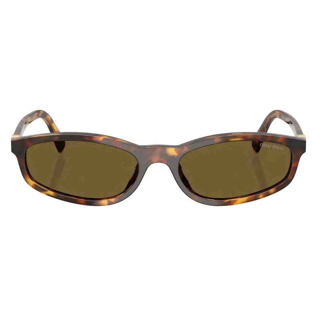 Front view of Miu Miu MU A03S 14L09Z featuring an elongated oval tortoise shell acetate frame - Gadgets Online NZ
